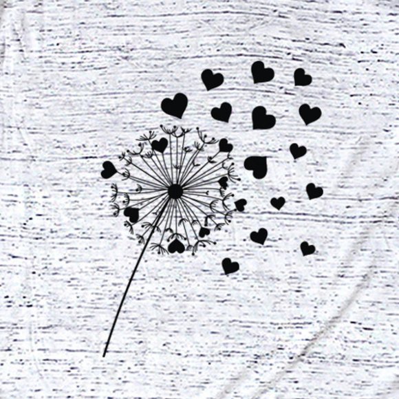 Make a Wish Dandelion to Hearts Graphic T-shirt - Picture 2 of 5